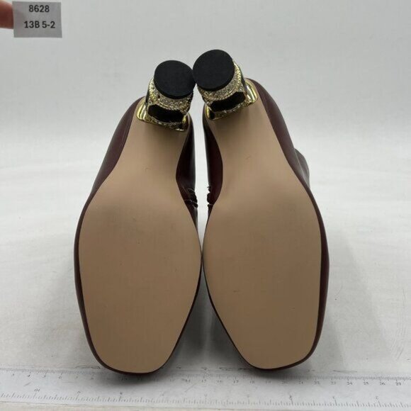 FSJ Brown Round Toe Crystal Chunky Block Low Heel Ankle Boot Side Zipper Shoes - Picture 7 of 8